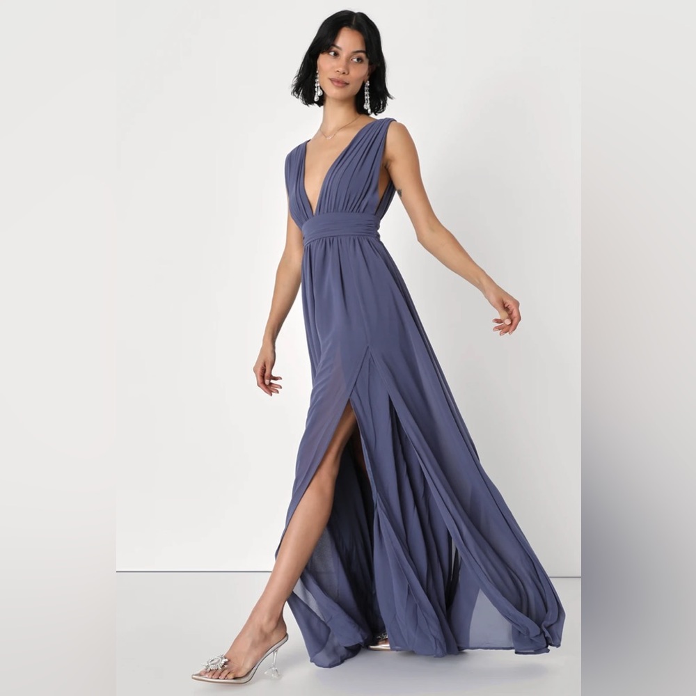 Lulu’s Heavenly Hue Denim Blue Maxi Dress